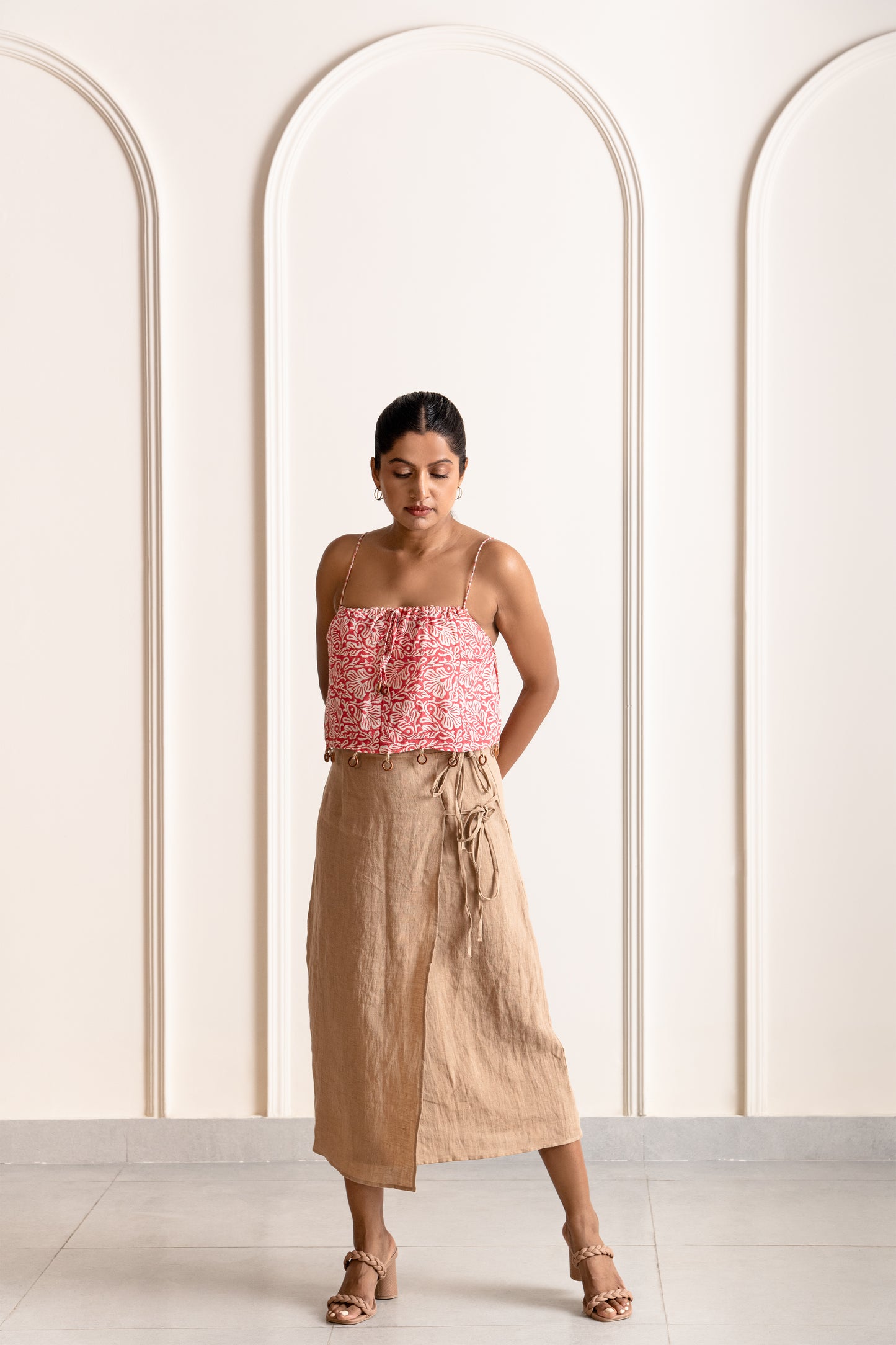 Ira printed linen top