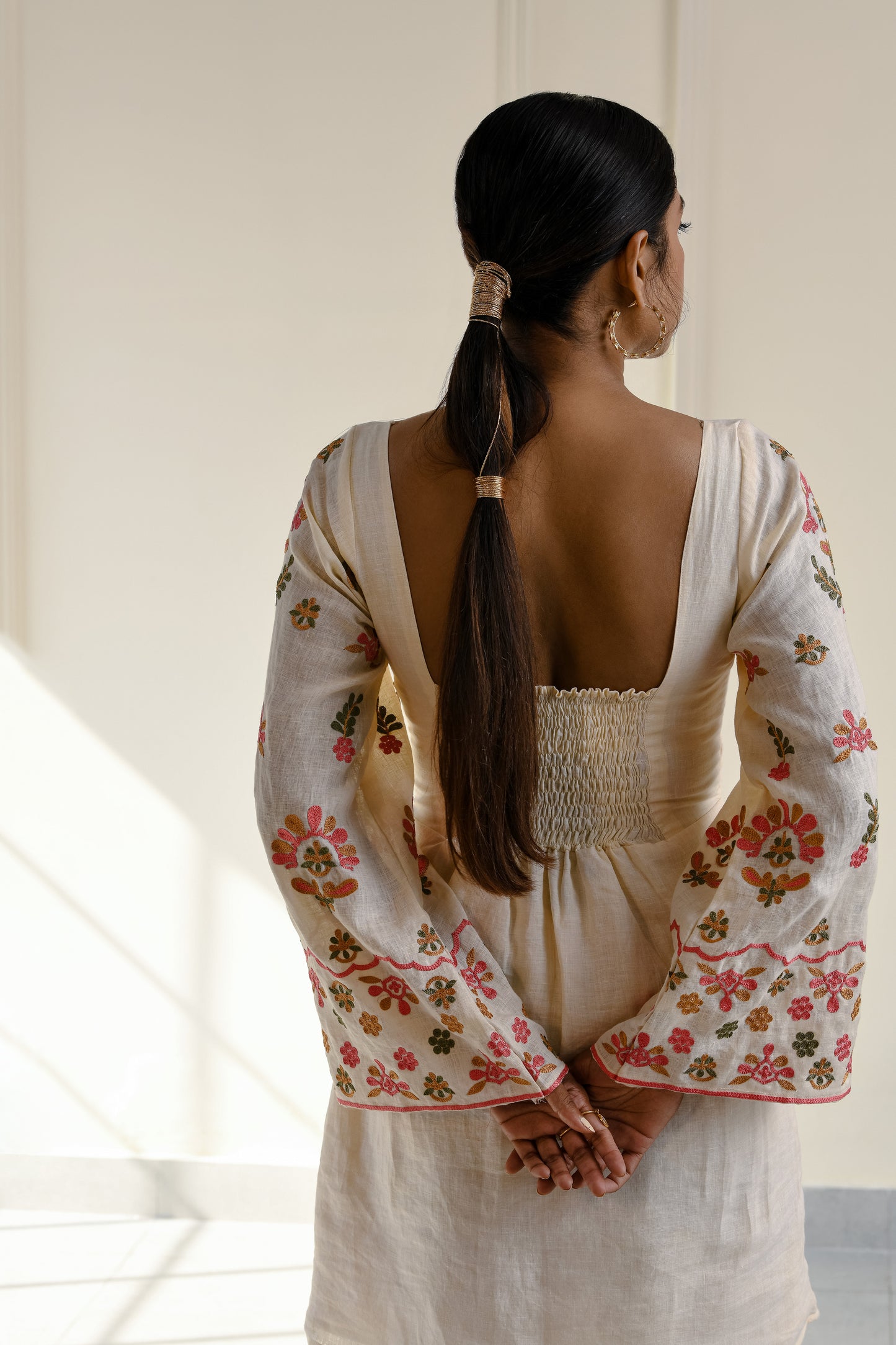 Almeria embroidered linen dress