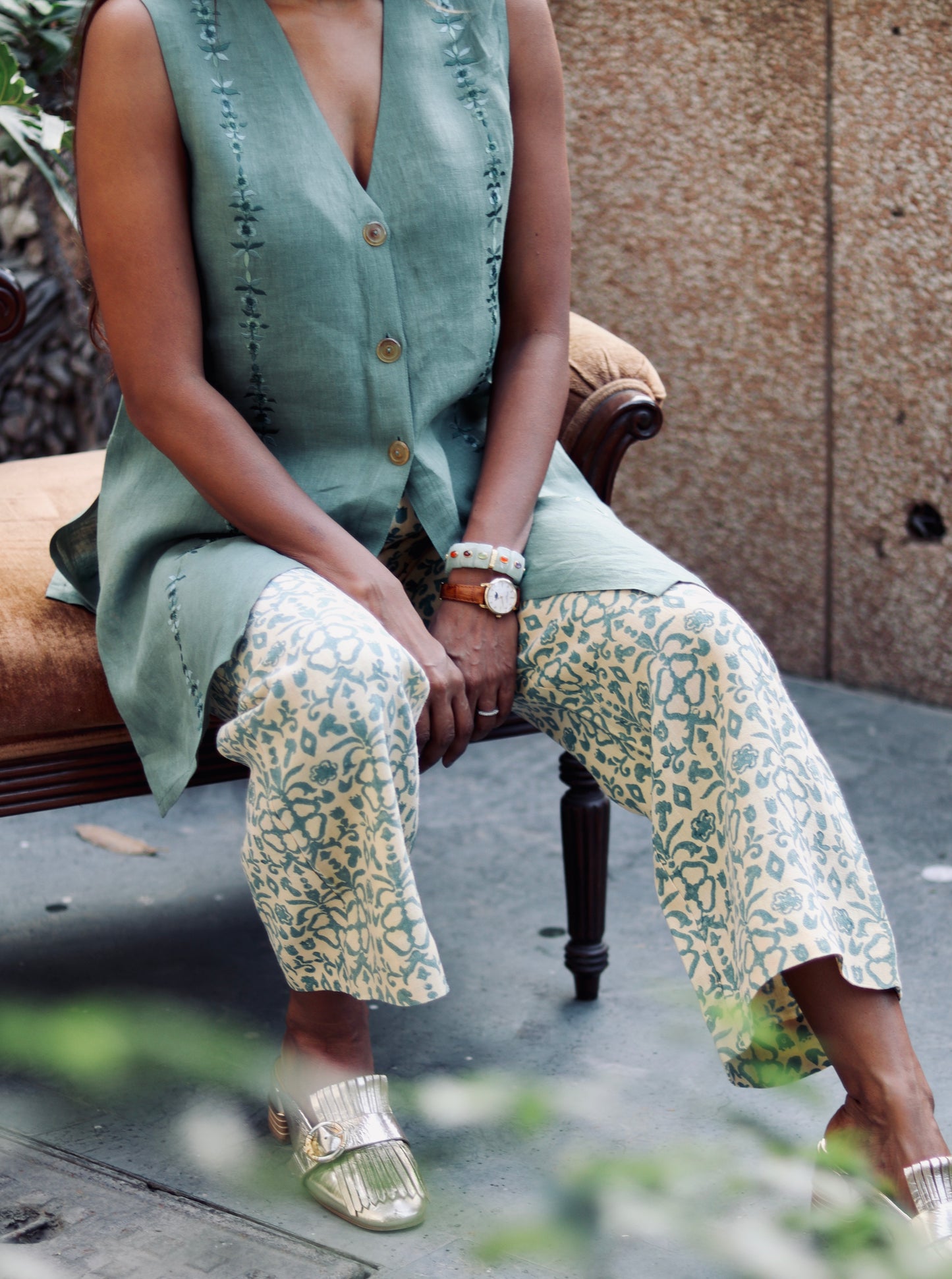 Marina Linen embroidered Tunic and pants