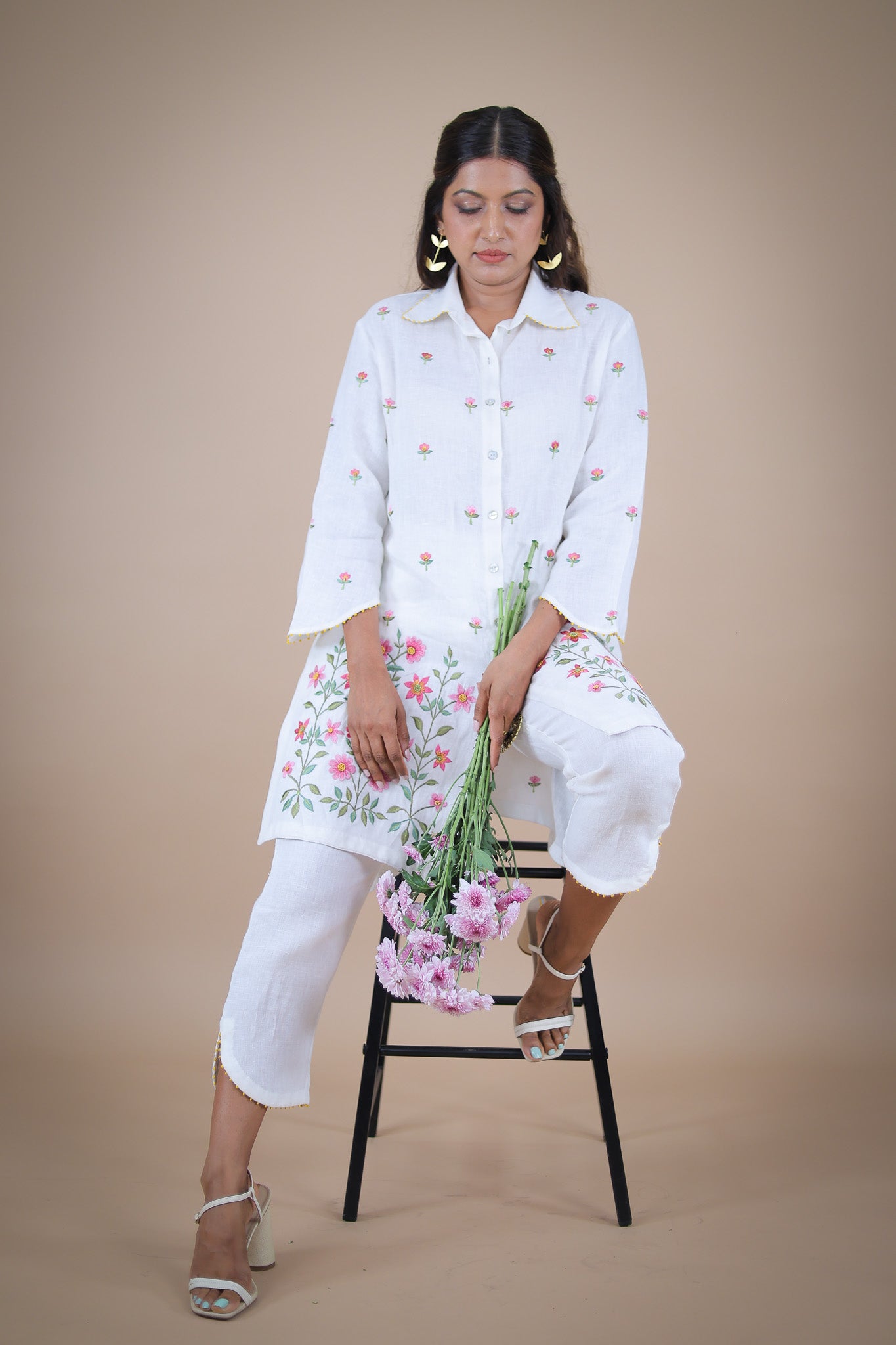 Naila embroidered linen coord