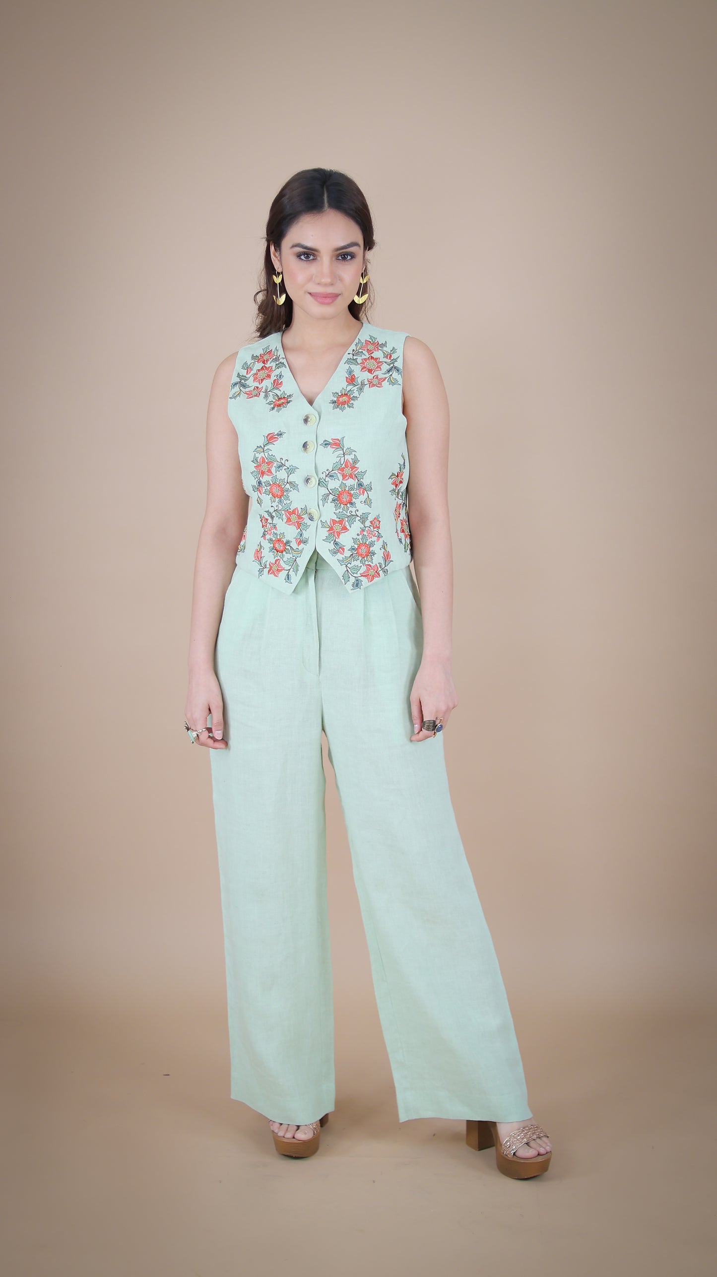 Matcha linen pants