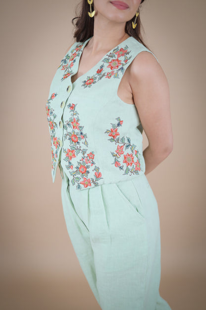 Matcha embroidered waistcoat