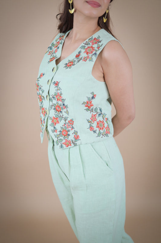 Matcha embroidered waistcoat