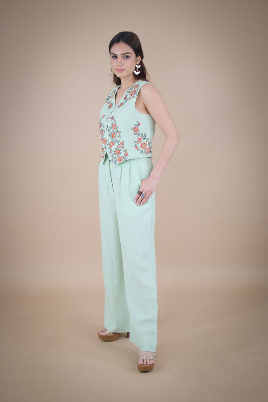 Matcha linen pants