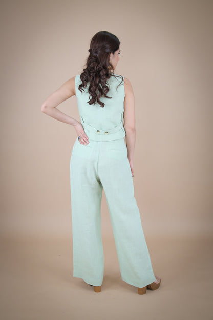 Matcha linen pants