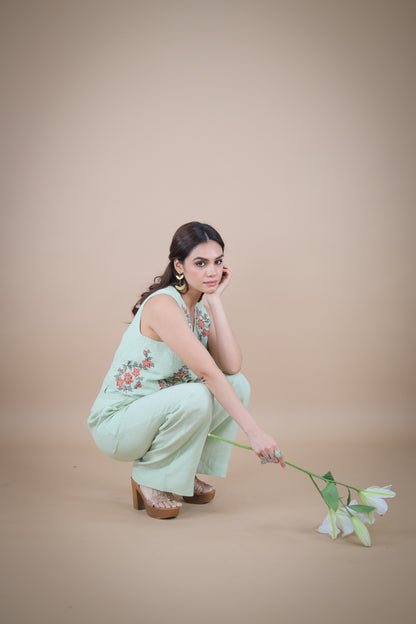 Matcha embroidered waistcoat