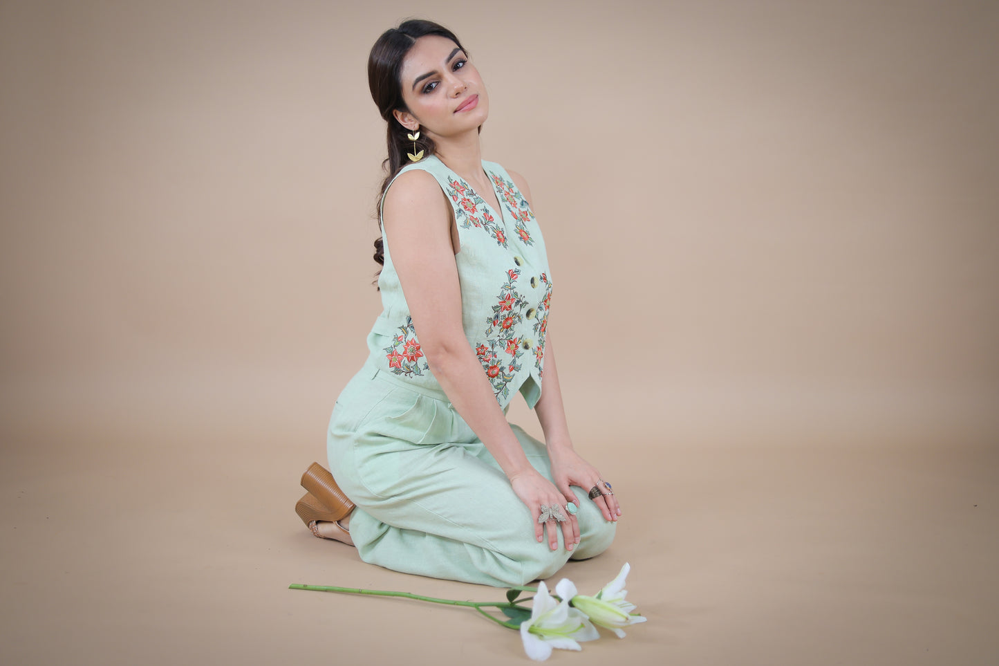 Matcha linen pants
