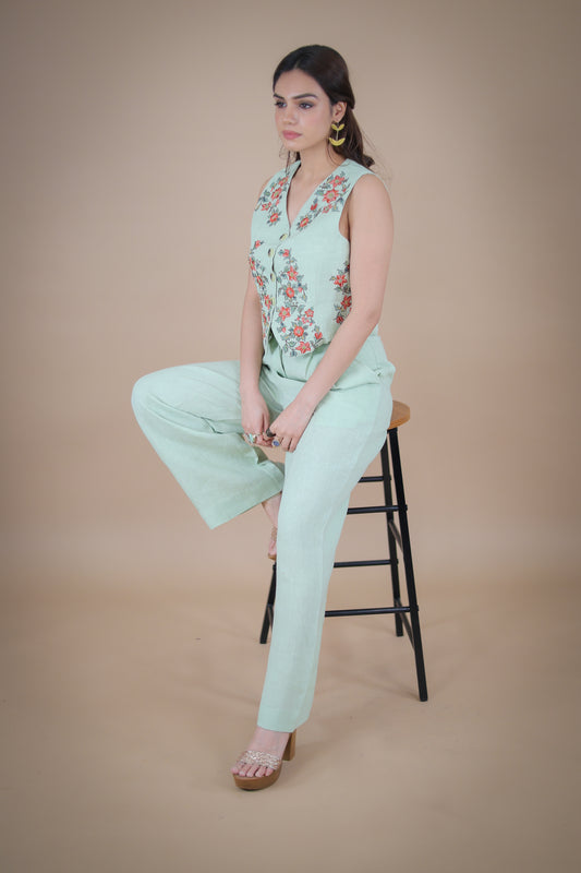 Matcha embroidered waistcoat