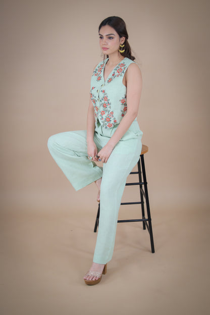 Matcha linen pants