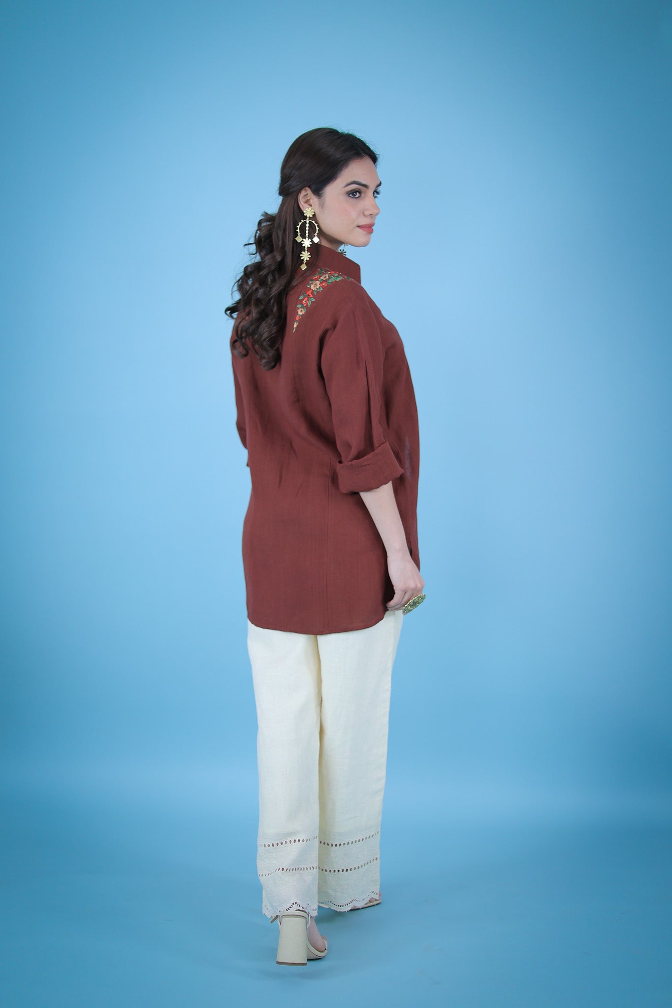 Fez embroidered linen shirt