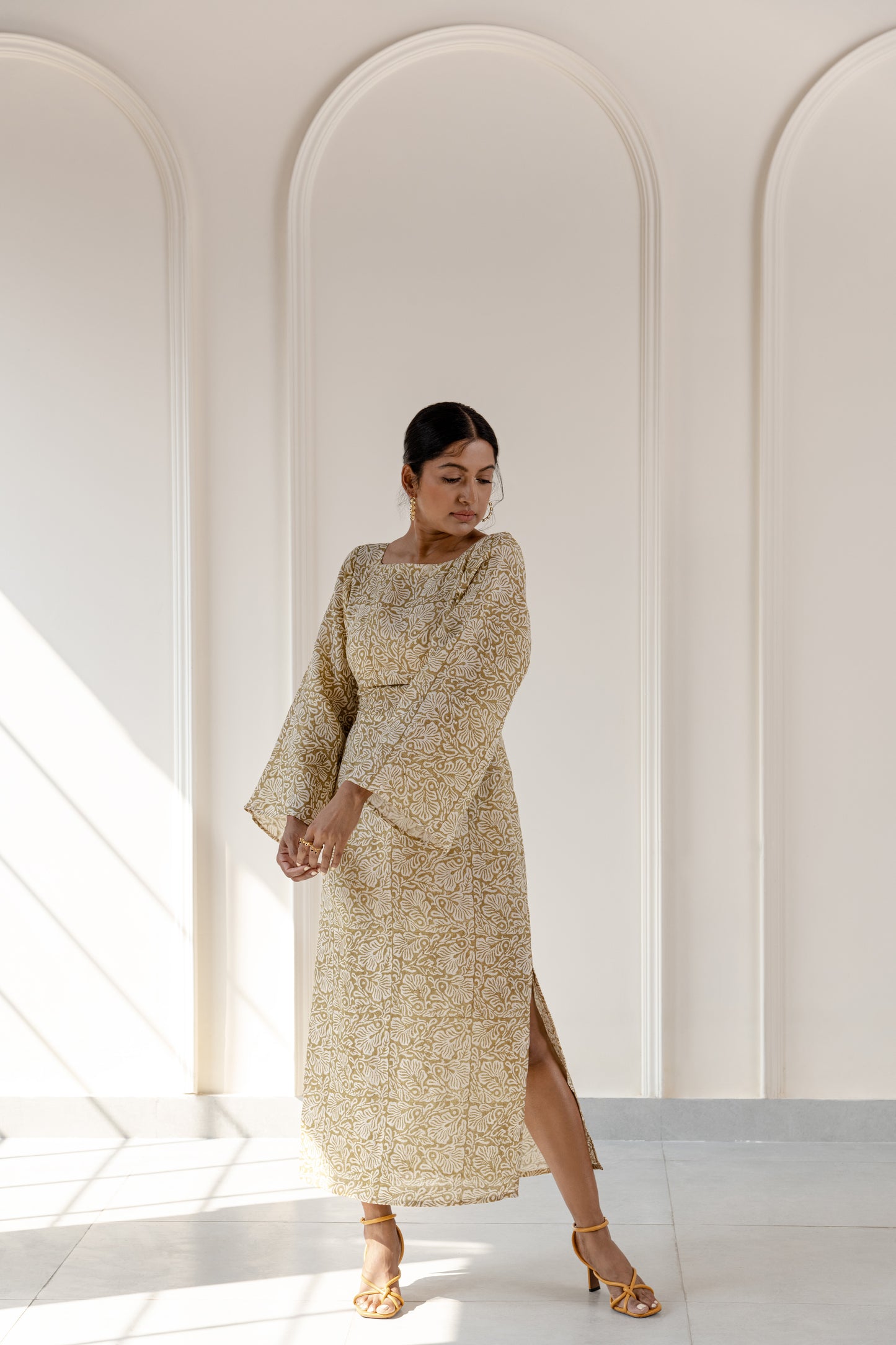 Flor printed linen dress