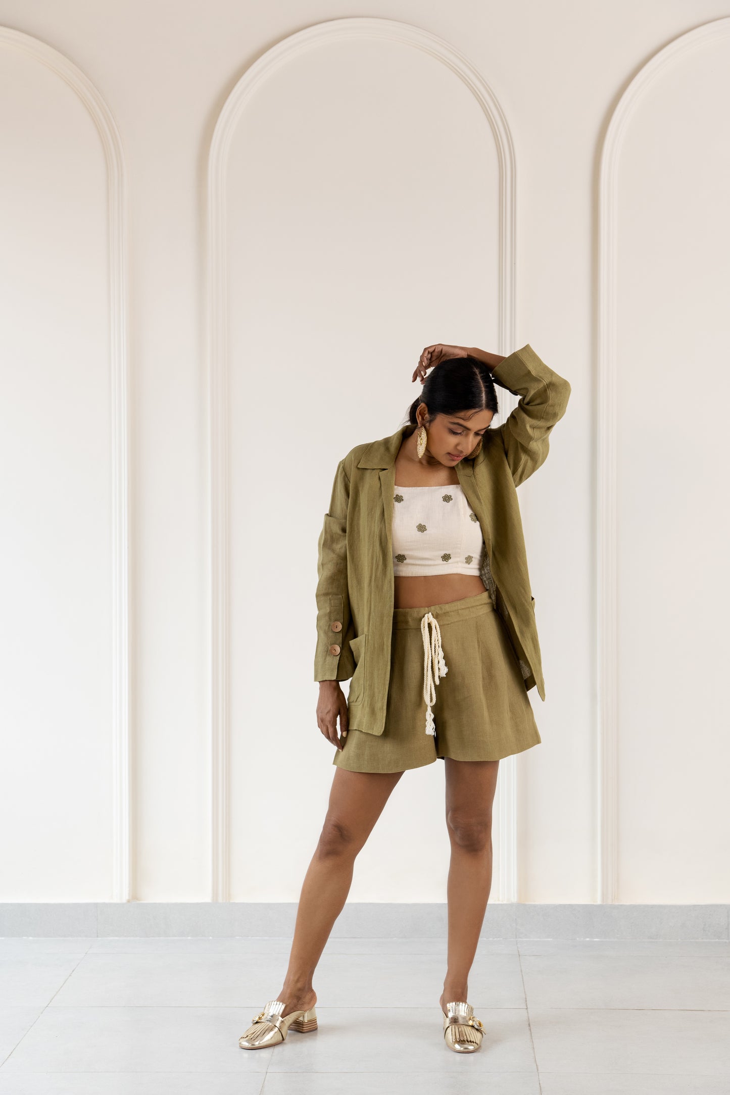 Alizah embroidered linen top
