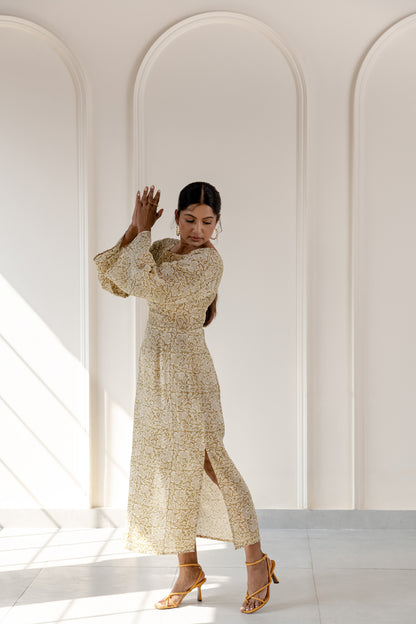 Flor printed linen dress