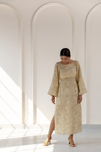 Flor printed linen dress