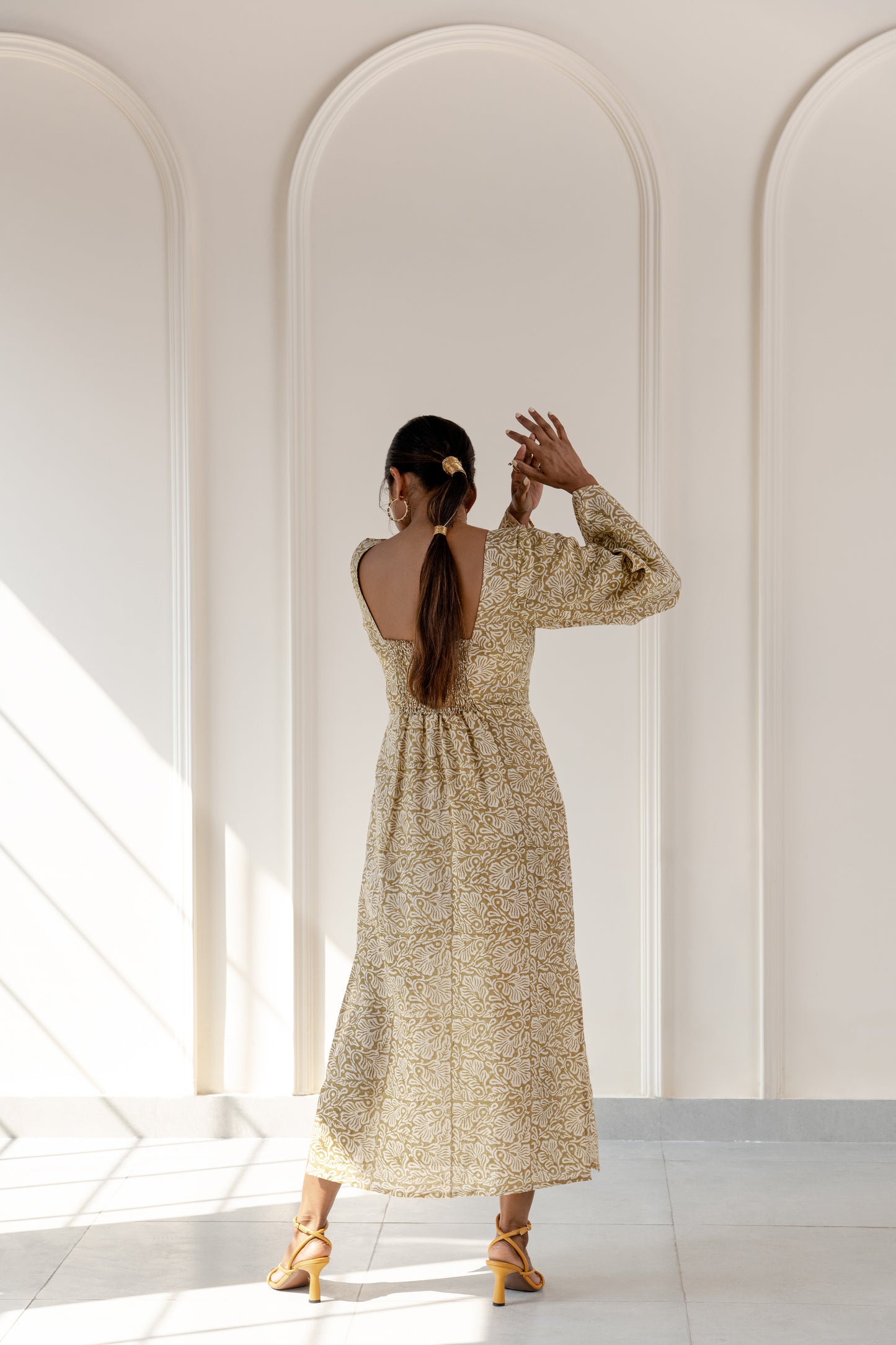 Flor printed linen dress