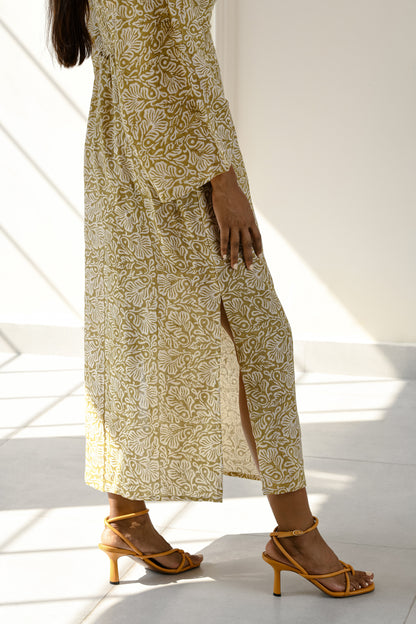 Flor printed linen dress