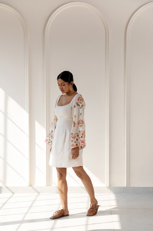 Almeria embroidered linen dress
