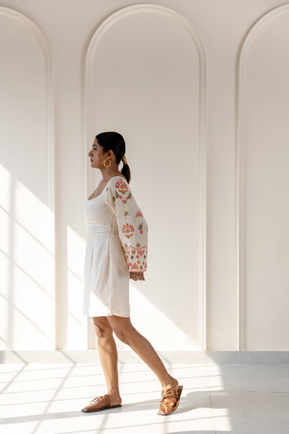Almeria embroidered linen dress