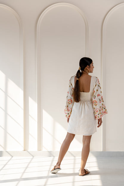 Almeria embroidered linen dress