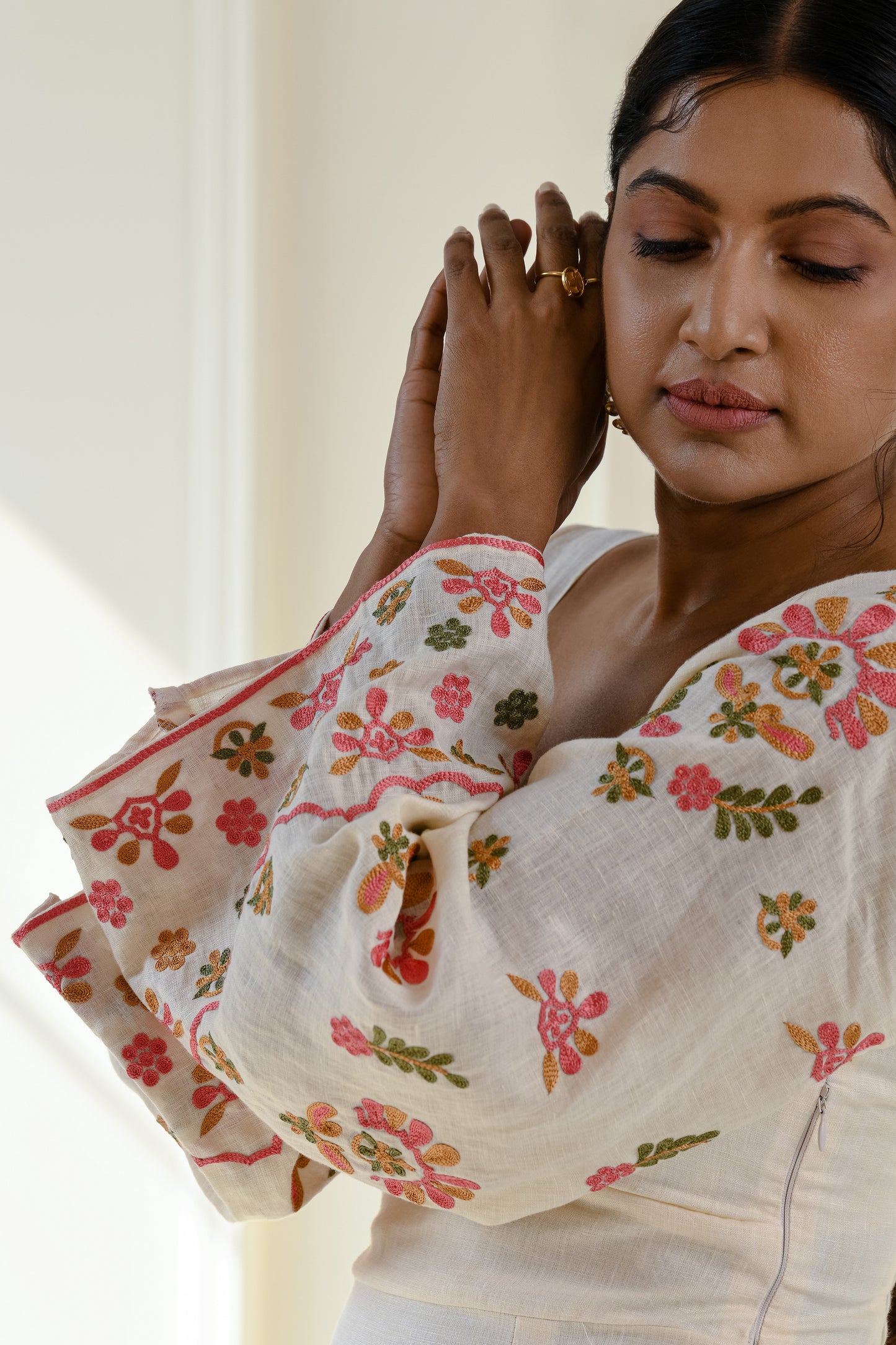 Almeria embroidered linen dress