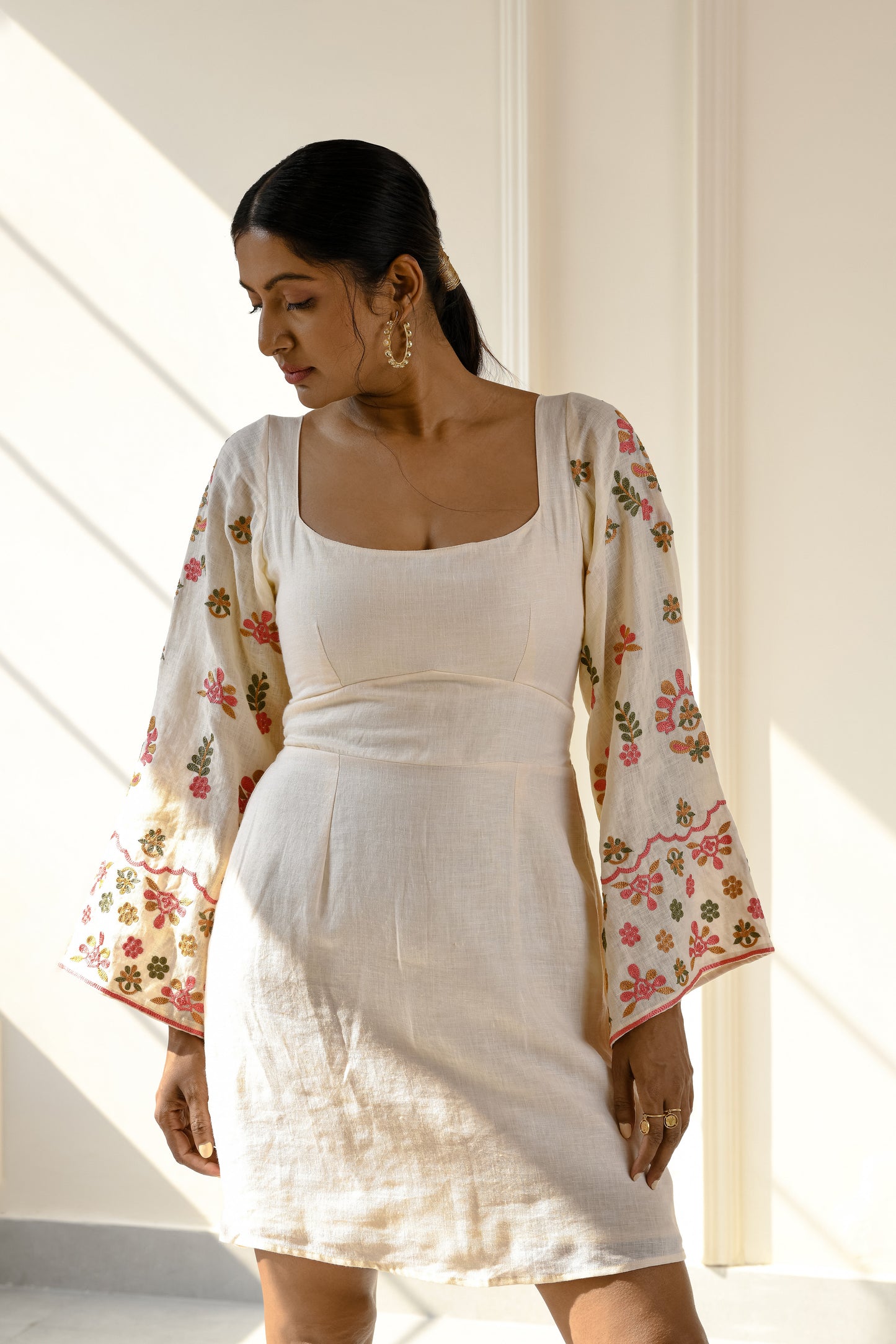Almeria embroidered linen dress