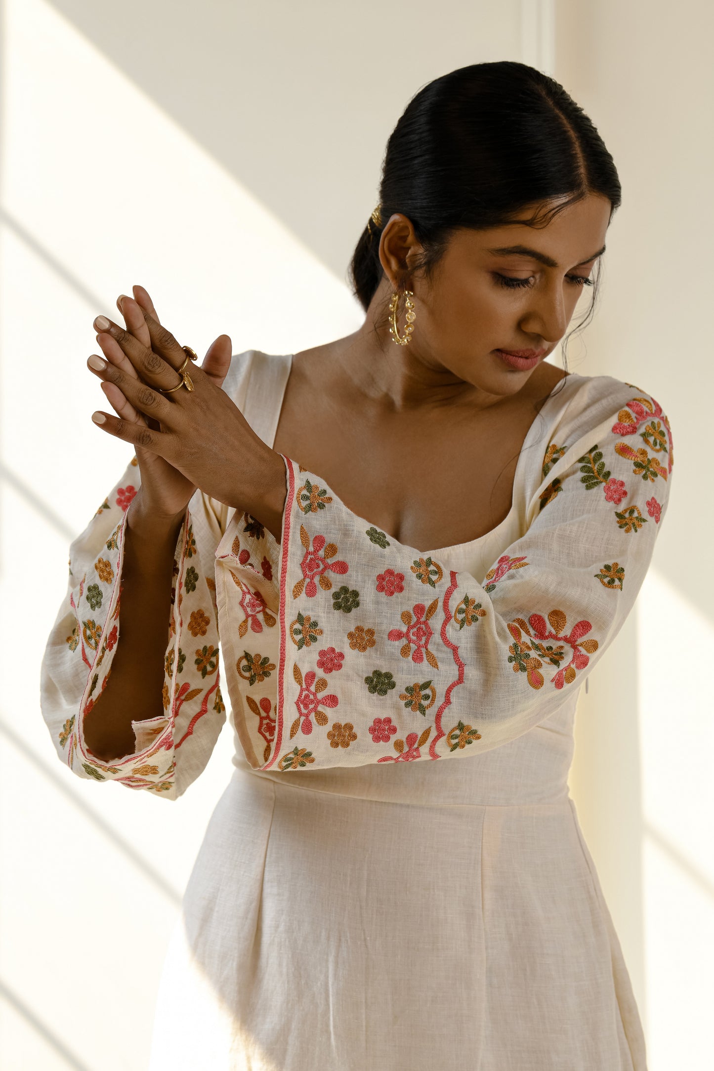Almeria embroidered linen dress