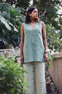 Marina Linen embroidered Tunic and pants