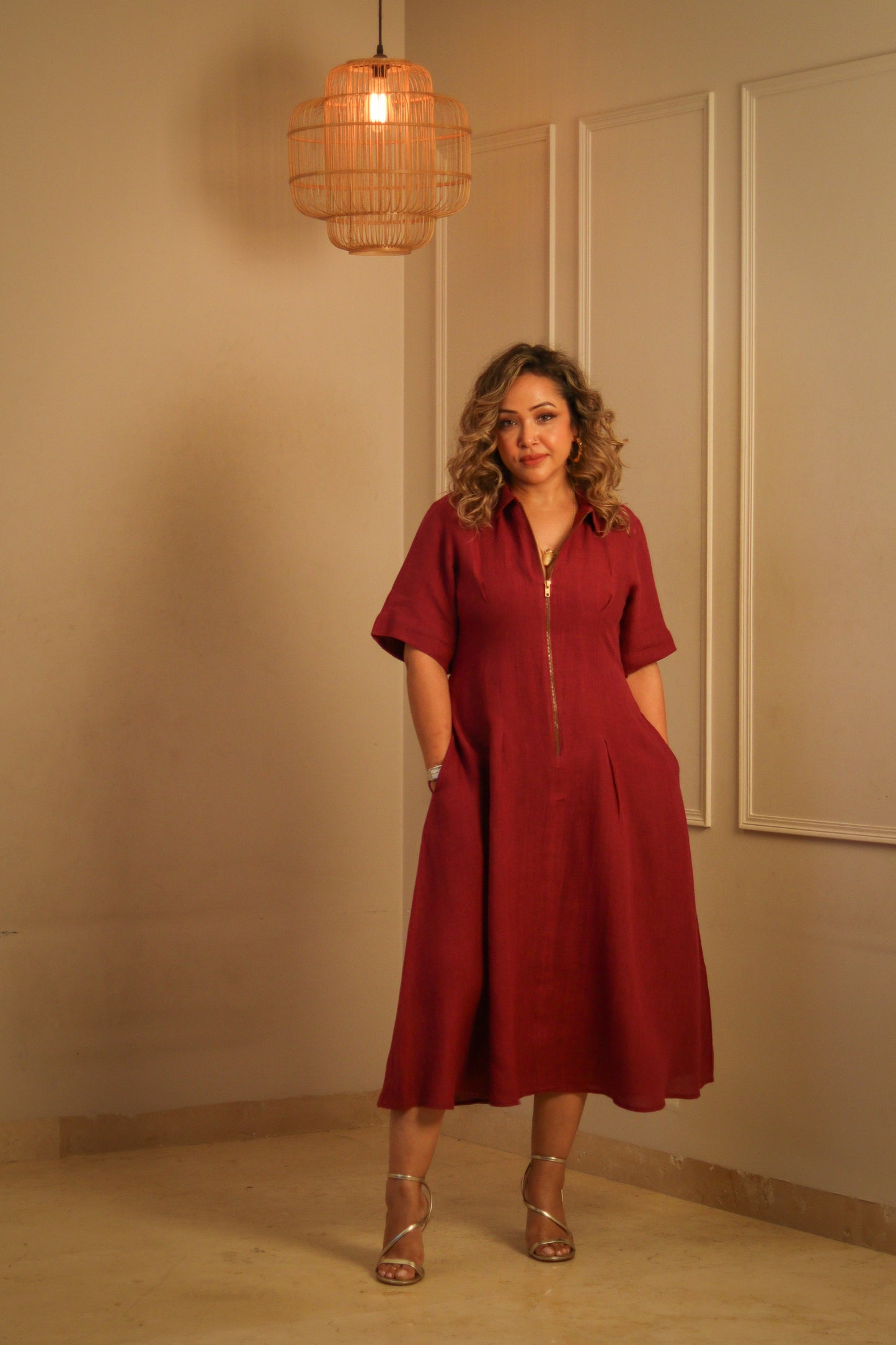 Rose' linen dress