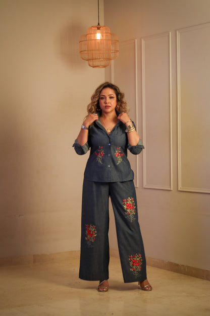 Denim Embroidered shirt