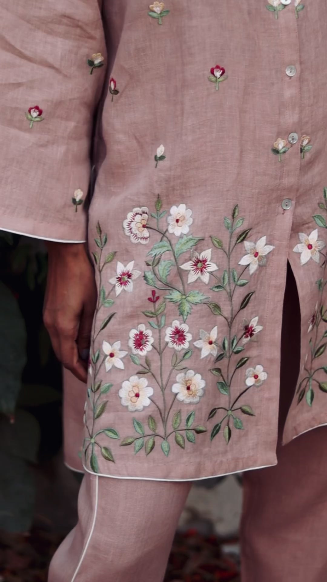 Sahar embroidered linen coord set