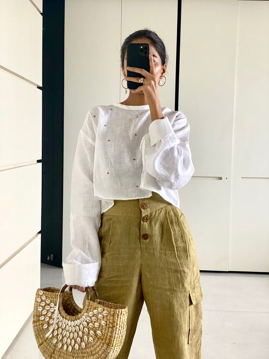 white linen top