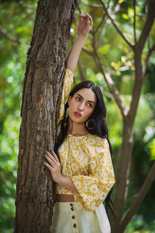 Las Flores handloom cotton top