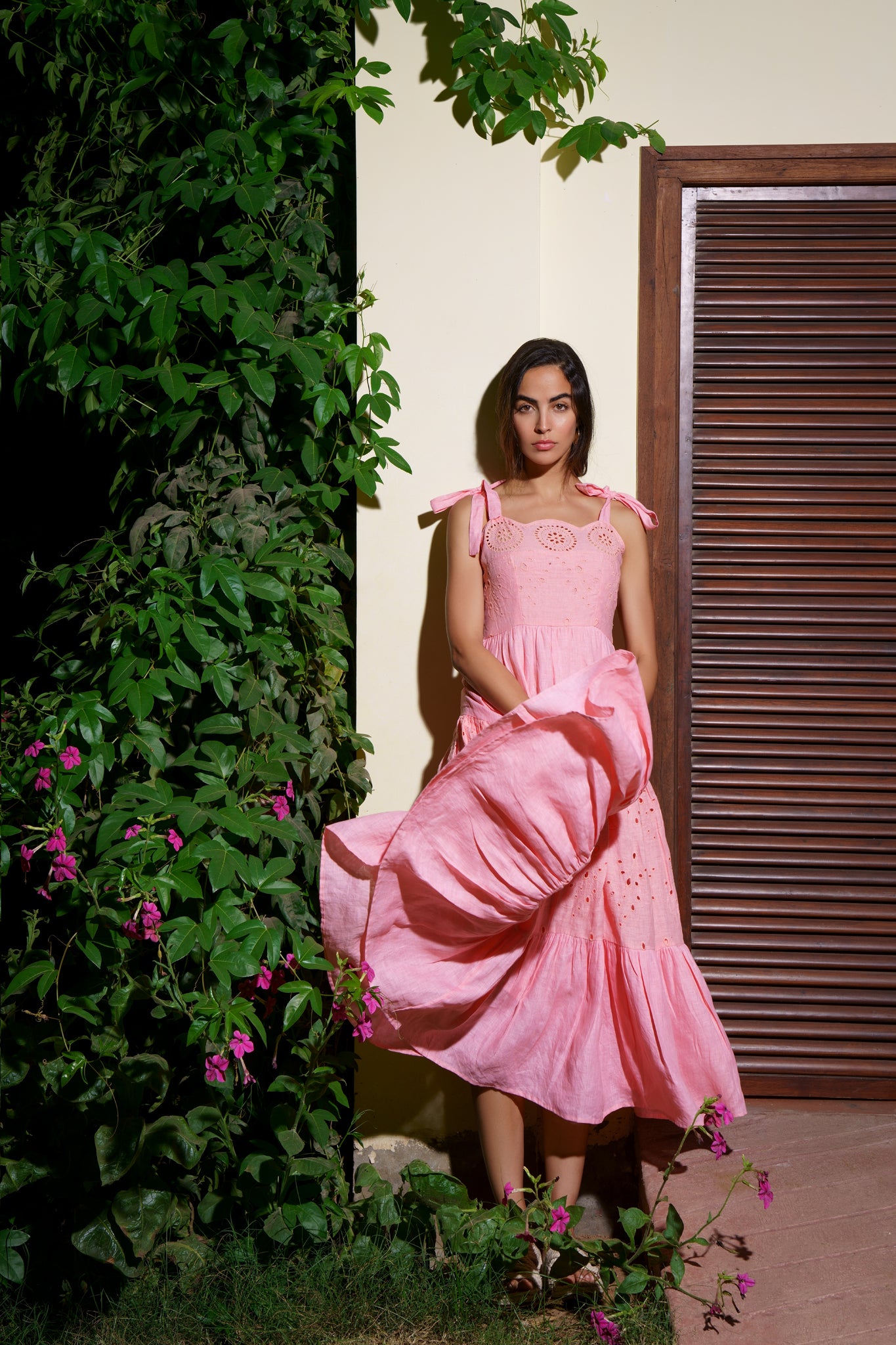 Coralino tiered linen dress
