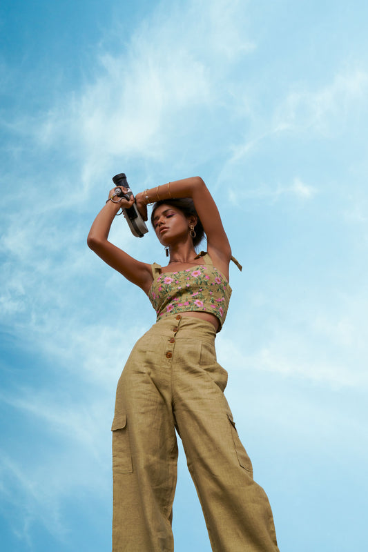 olive pants linen