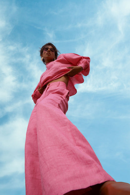 pink linen pant
