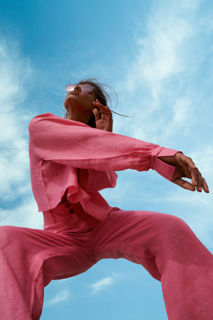pink linen pant