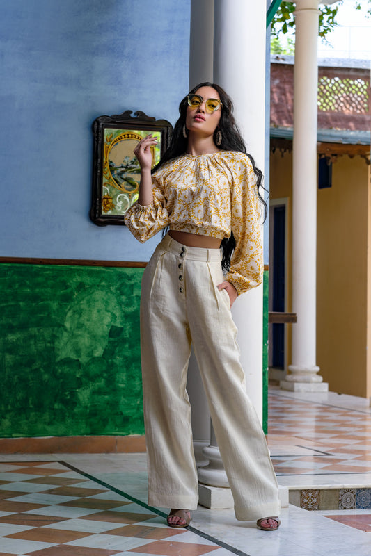 Crema linen pants