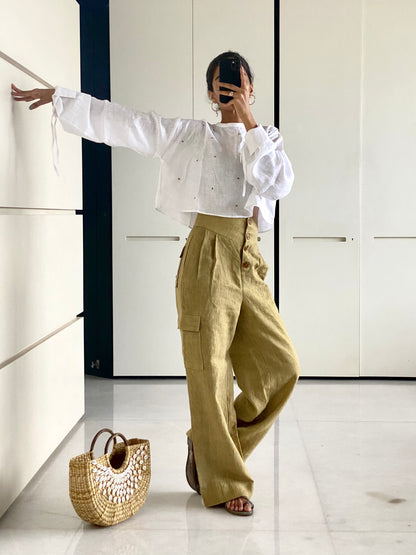 white linen top