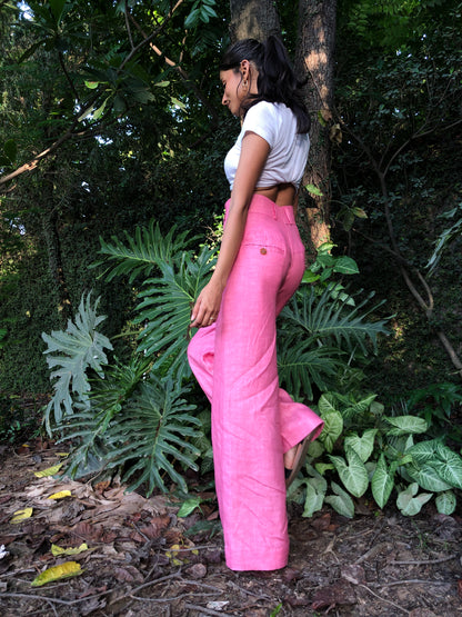 pink linen pant