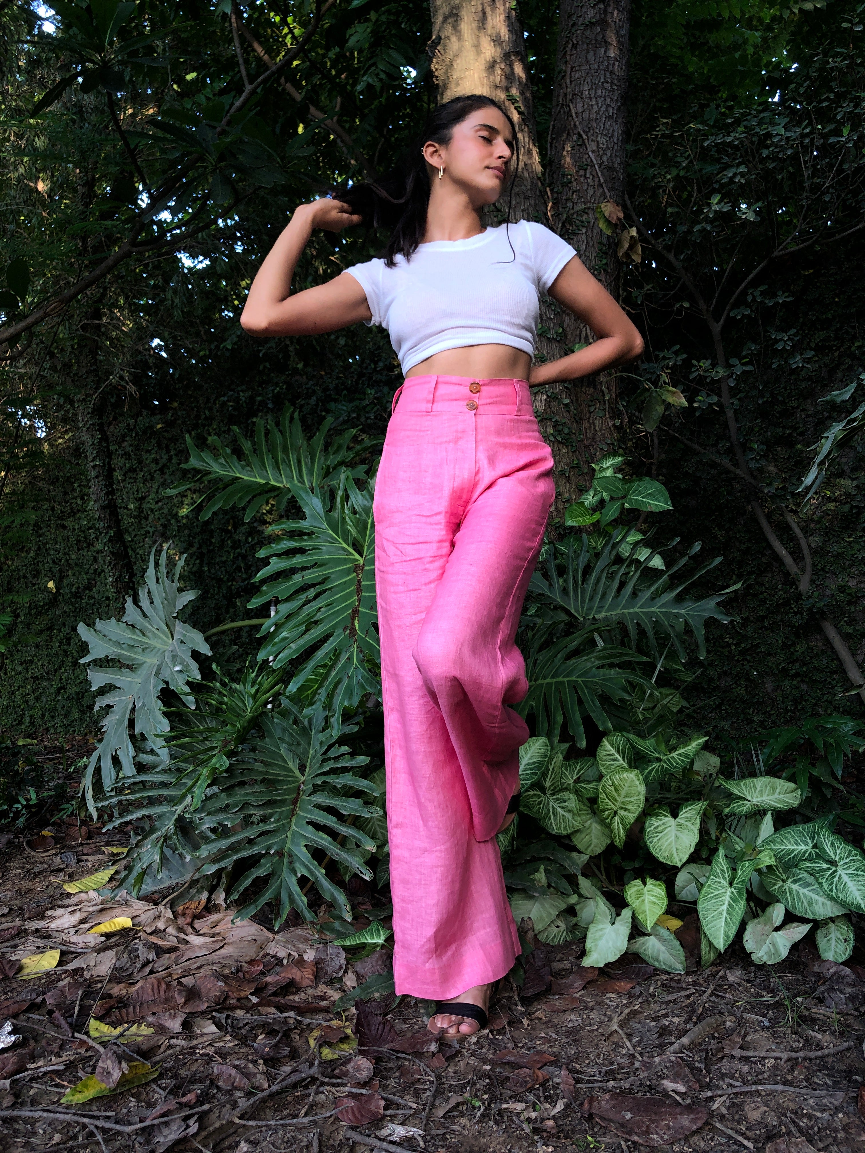 pink pant ,  pink linen pants